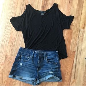 Wet Seal Black Cold Shoulder Top Size Extra Small